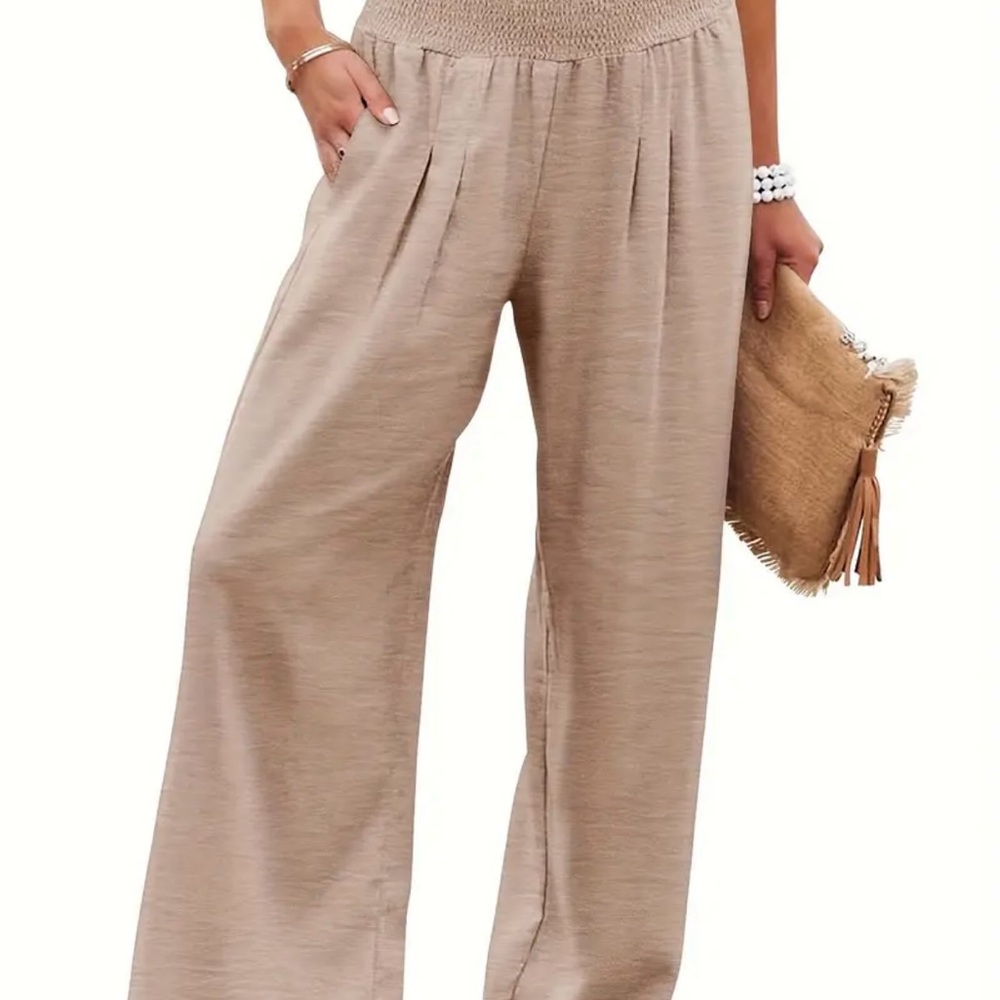 Women's Tan Wide-Leg Pants